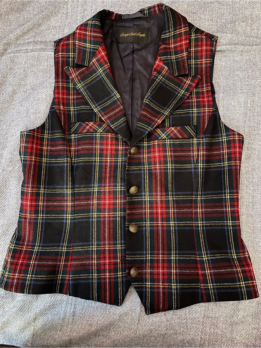 Vintage Giorgio di Sant'Angelo Wool Tartan Plaid Vest M